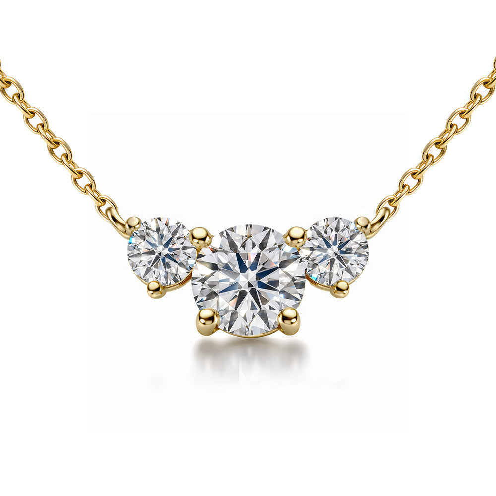 Round 8mm/5mm (3.0ct) Three Stone Moissanite Pendant