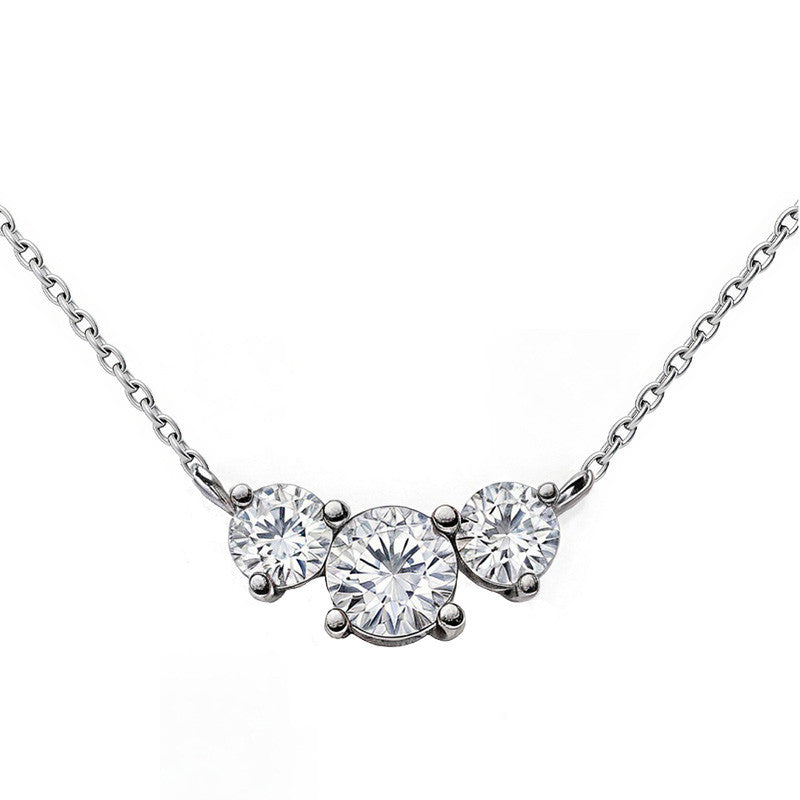 Round 6.5mm/5mm (2.0ct) Three Stone Moissanite Pendant