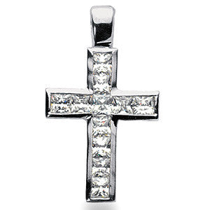 3mm Princess cut Moissanite Cross Pendant, 2.0ct, 30x18mm