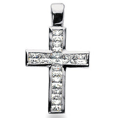 3mm Princess cut Moissanite Cross Pendant, 2.0ct, 30x18mm