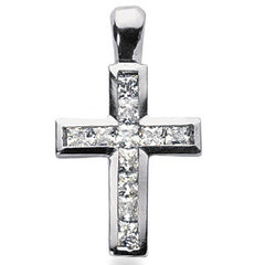 2.5mm Princess cut Moissanite Cross Pendant, 1.4ct, 25x15mm