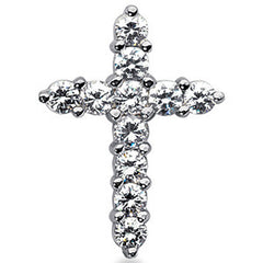 4mm Round Brilliant Moissanite Cross Pendant, 2.75ct, 30x22mm