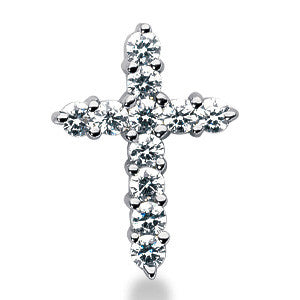 3mm Round Brilliant Moissanite Cross Pendant, 1.1ct, 22x16mm