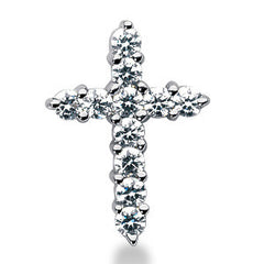 3mm Round Brilliant Moissanite Cross Pendant, 1.1ct, 22x16mm