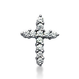 2.5mm Round Brilliant Moissanite Cross Pendant, 0.66ct, 19x14mm