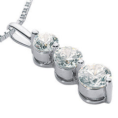 5/4.5/4mm Round Brilliant Moissanite Three Stone Pendant, 1.1ct