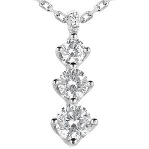 6.5/5.5/4.5mm Round Brilliant Moissanite 3-Stone Pendant, 1.9ct