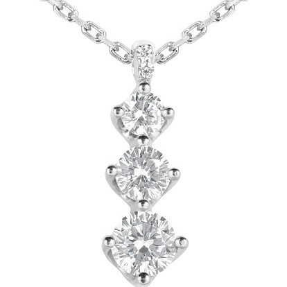 5/4.5/4mm Round Brilliant Moissanite 3-Stone Pendant, 1.1ct