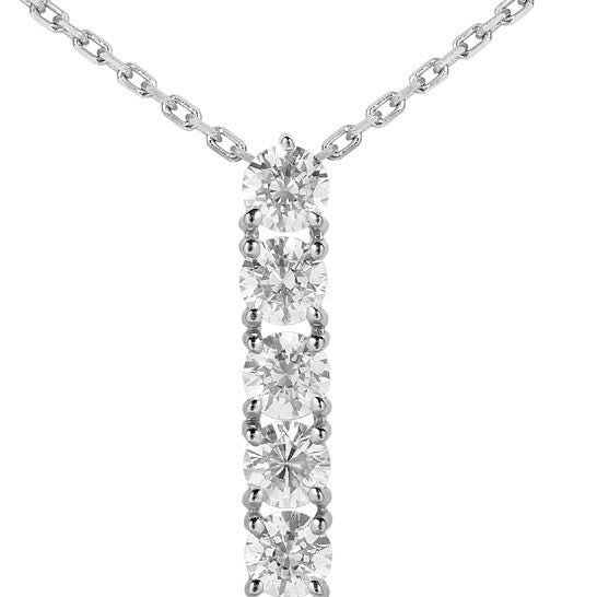 3.5mm Round Brilliant Moissanite 5-Stone Line Pendant