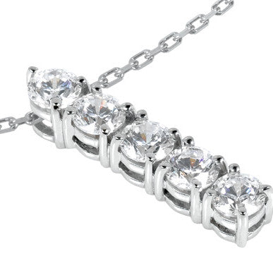 3.5mm Round Brilliant Moissanite 5-Stone Line Pendant