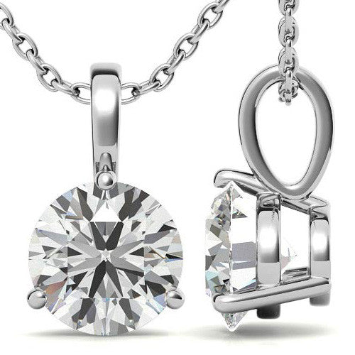 3-Prong Basket Round Brilliant Moissanite Solitaire Pendant