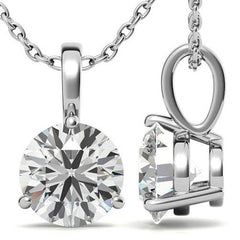 3-Prong Basket Round Brilliant Moissanite Solitaire Pendant
