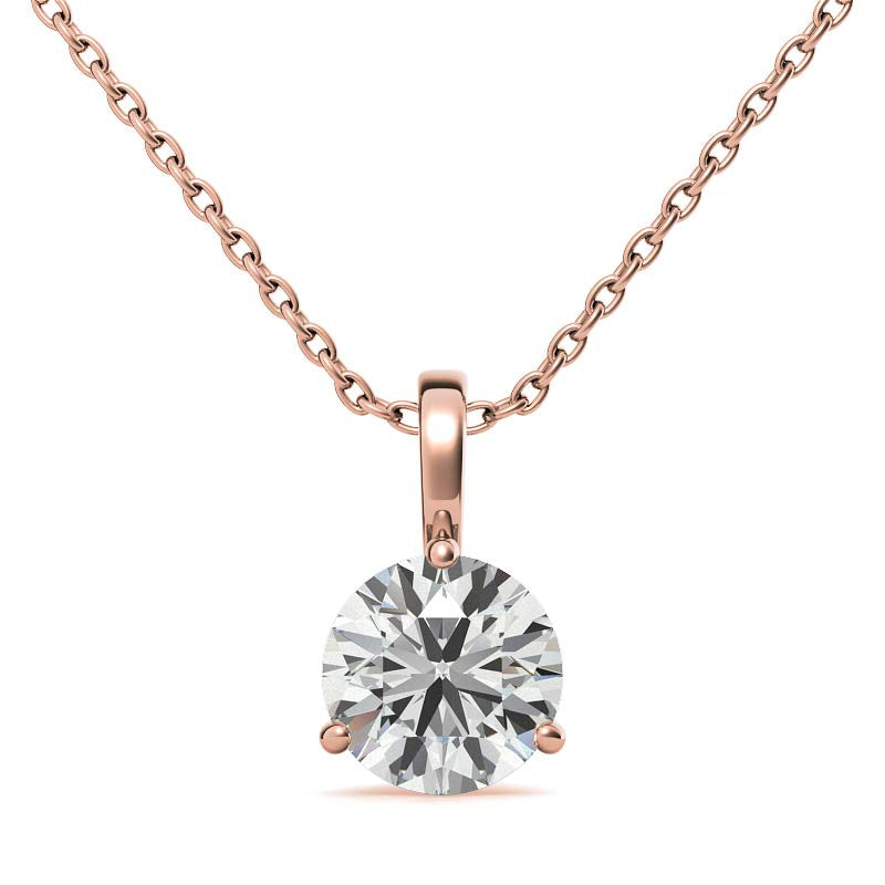3-Prong Basket Round Brilliant Moissanite Solitaire Pendant