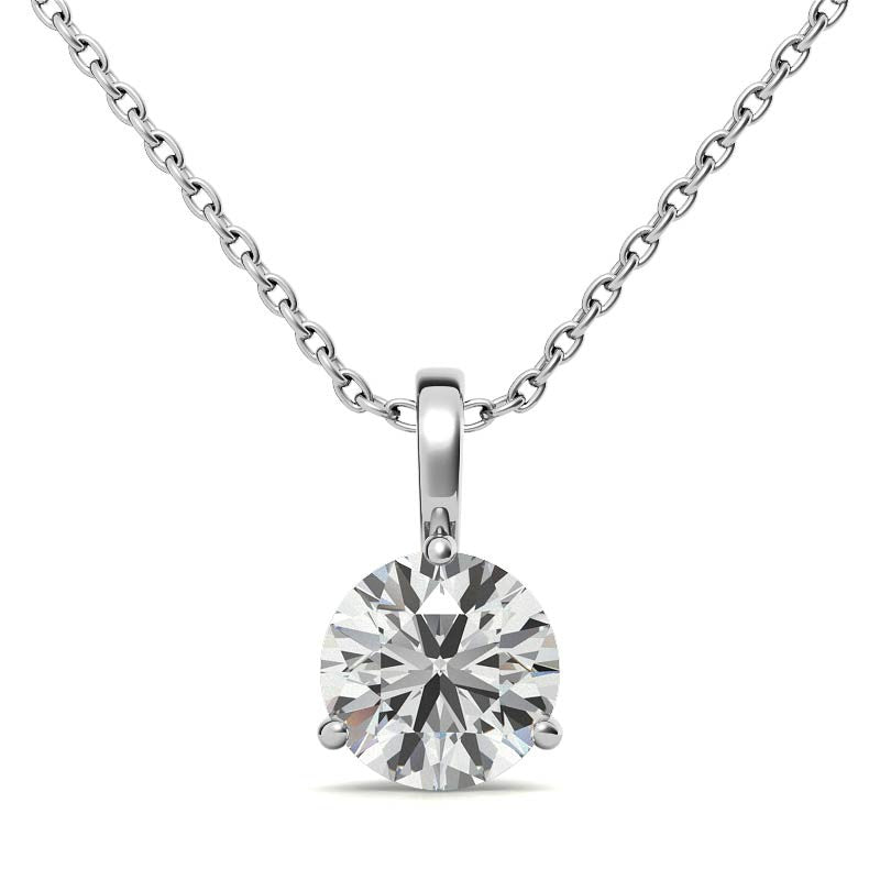 3-Prong Basket Round Brilliant Moissanite Solitaire Pendant