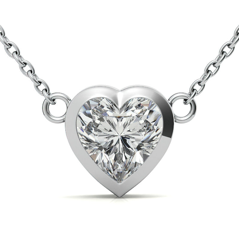 Heart Moissanite Solitaire Necklace with Chain