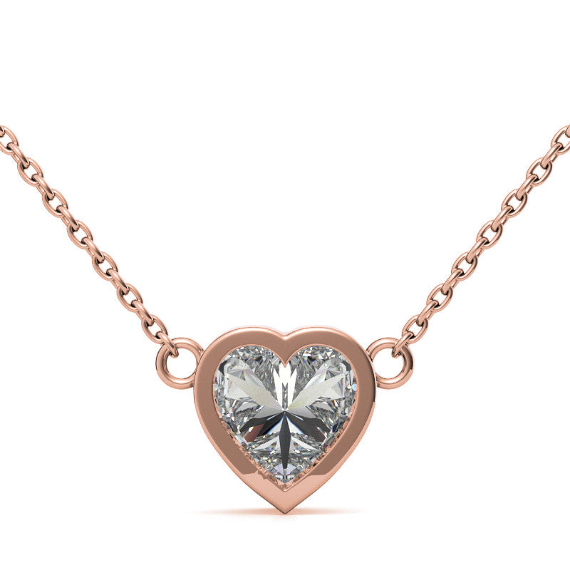 Heart Moissanite Solitaire Necklace with Chain