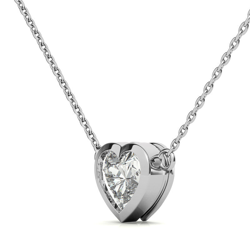 Heart Moissanite Solitaire Necklace with Chain