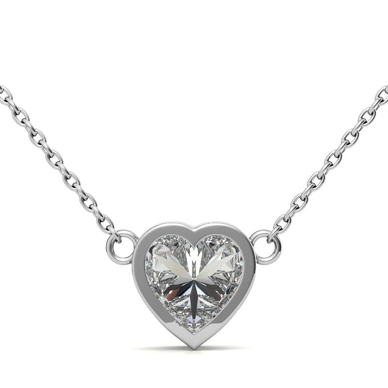 Heart Moissanite Solitaire Necklace with Chain