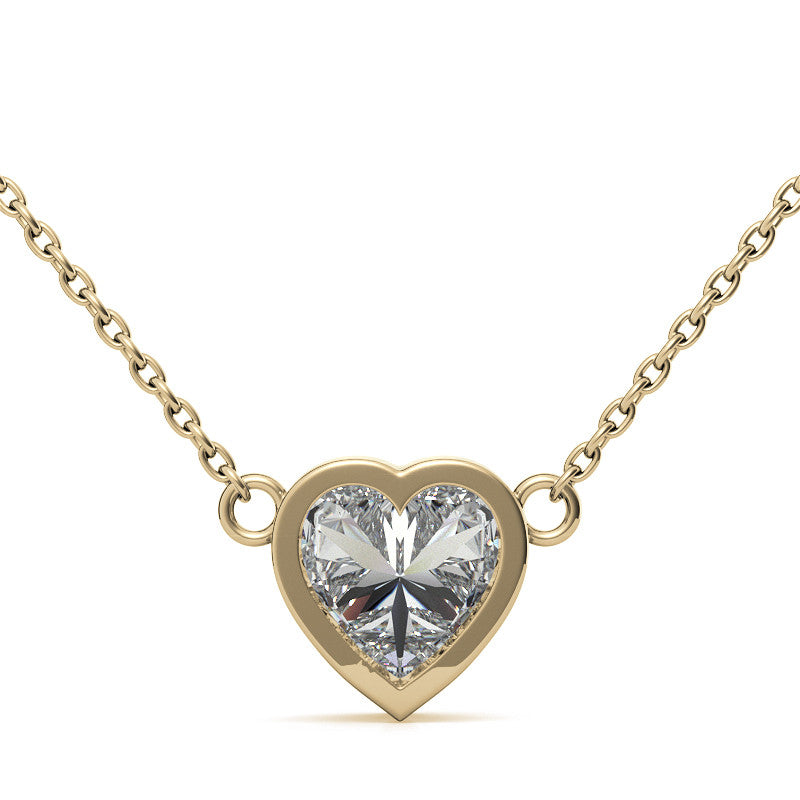 Heart Moissanite Solitaire Necklace with Chain