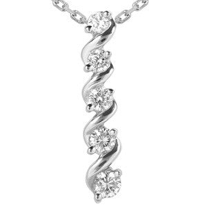 Round Brilliant Moissanite Journey Pendant, 0.7ct