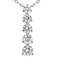 Round Brilliant Moissanite Journey Pendant, 3.2ct