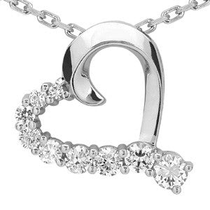 Round Brilliant Moissanite Heart Shaped Journey Pendant, 0.8ct