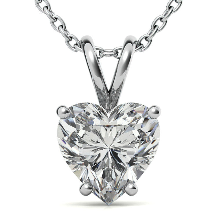Heart Moissanite Solitaire Pendant; 14k withY