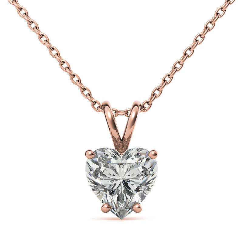Heart Moissanite Solitaire Pendant; 14k withY
