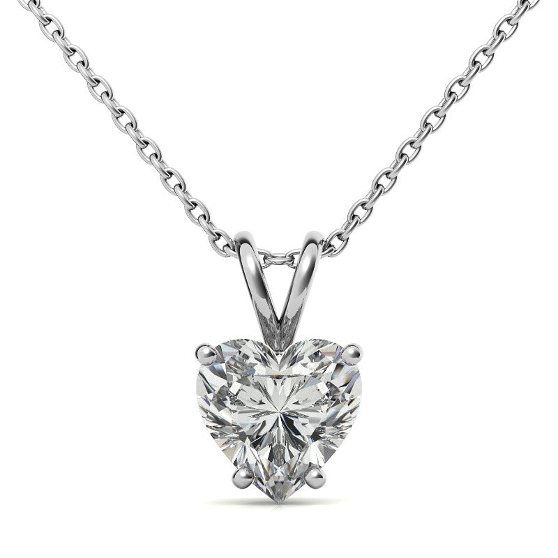 Heart Moissanite Solitaire Pendant; 14k withY
