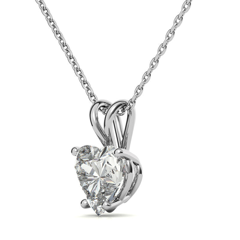 Heart Moissanite Solitaire Pendant; 14k withY