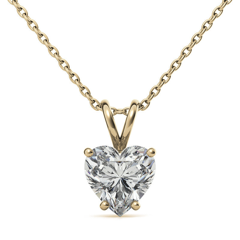 Heart Moissanite Solitaire Pendant; 14k withY