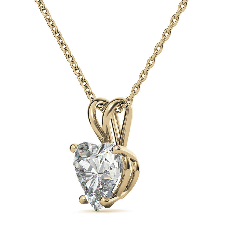Heart Moissanite Solitaire Pendant; 14k withY