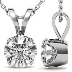Round Brilliant Moissanite 4-Prong Crown Solitaire Pendant