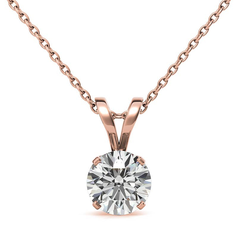 Round Brilliant Moissanite 4-Prong Crown Solitaire Pendant
