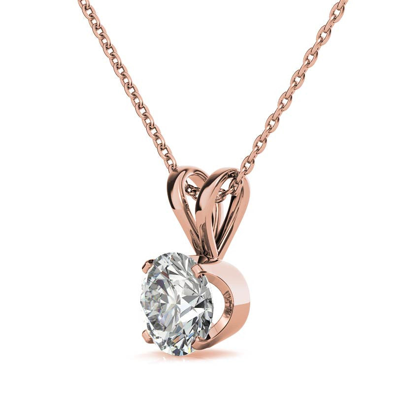 Round Brilliant Moissanite 4-Prong Crown Solitaire Pendant