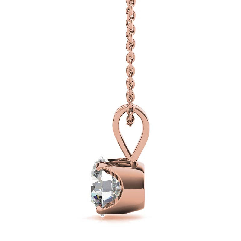 Round Brilliant Moissanite 4-Prong Crown Solitaire Pendant