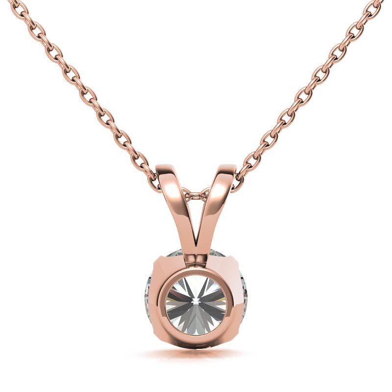 Round Brilliant Moissanite 4-Prong Crown Solitaire Pendant