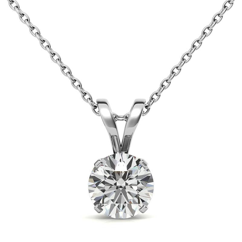 Round Brilliant Moissanite 4-Prong Crown Solitaire Pendant