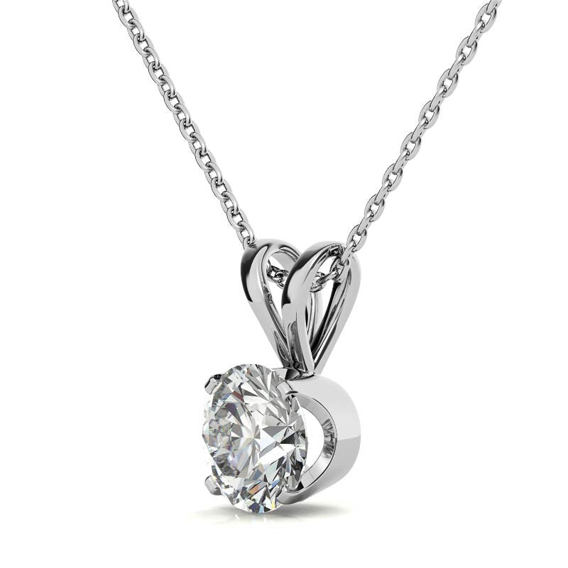 Round Brilliant Moissanite 4-Prong Crown Solitaire Pendant