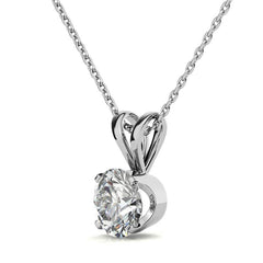 Round Brilliant Moissanite 4-Prong Crown Solitaire Pendant