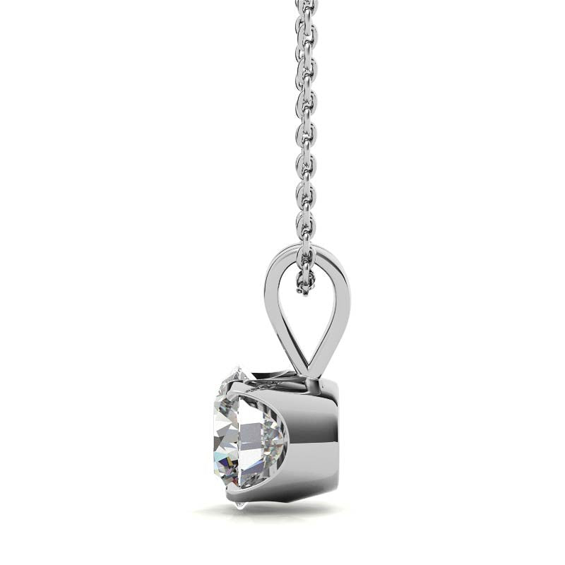 Round Brilliant Moissanite 4-Prong Crown Solitaire Pendant
