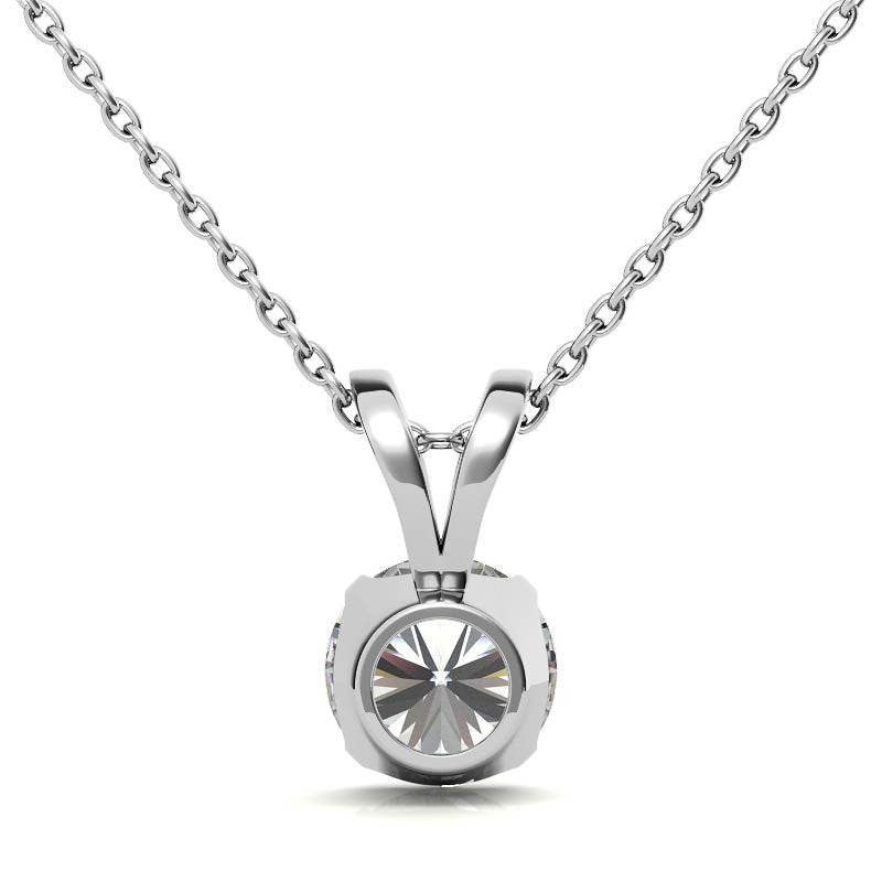 Round Brilliant Moissanite 4-Prong Crown Solitaire Pendant