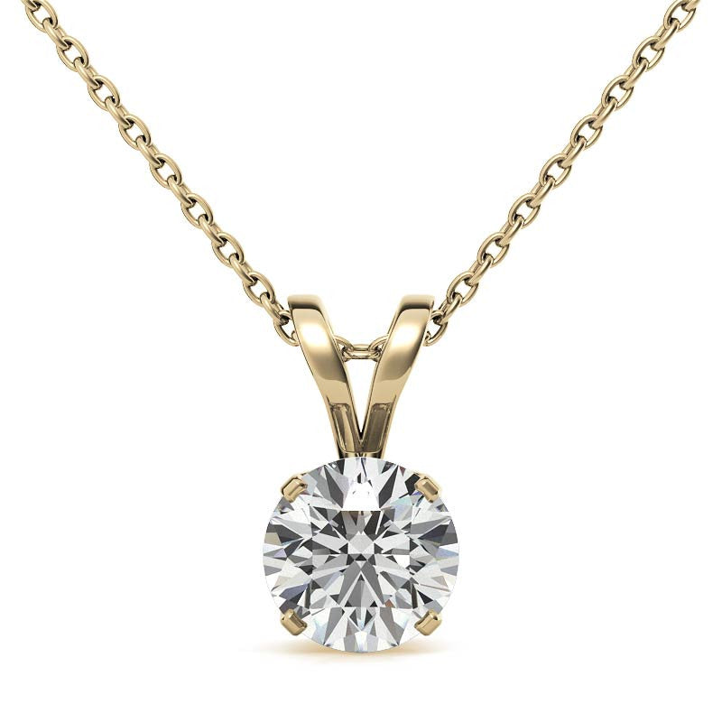 Round Brilliant Moissanite 4-Prong Crown Solitaire Pendant
