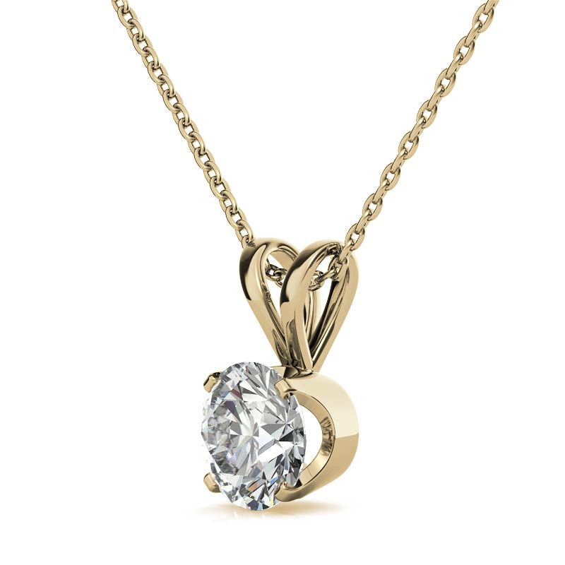 Round Brilliant Moissanite 4-Prong Crown Solitaire Pendant