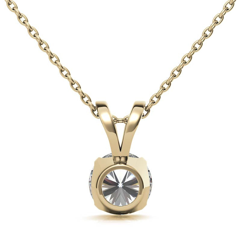 Round Brilliant Moissanite 4-Prong Crown Solitaire Pendant