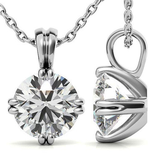 Round Brilliant Moissanite Twin-Prong Solitaire Pendant
