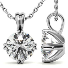 Round Brilliant Moissanite Twin-Prong Solitaire Pendant