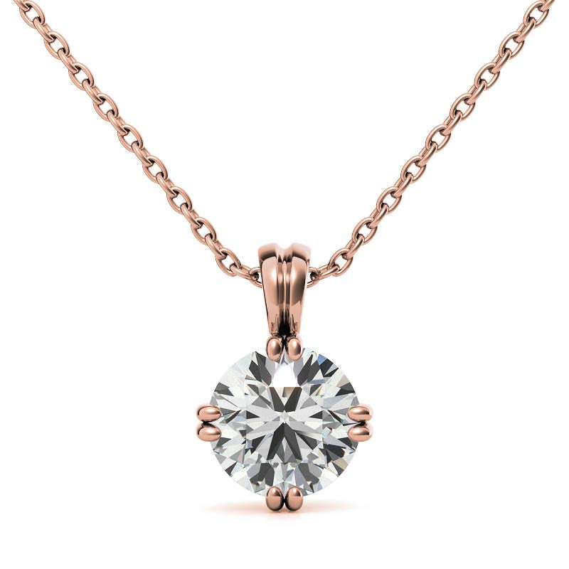 Round Brilliant Moissanite Twin-Prong Solitaire Pendant