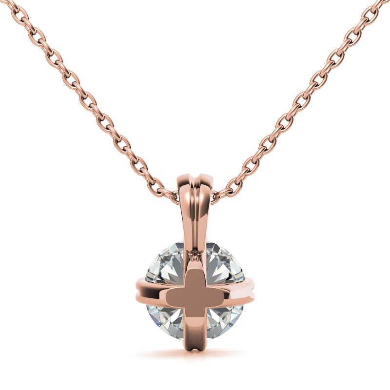 Round Brilliant Moissanite Twin-Prong Solitaire Pendant