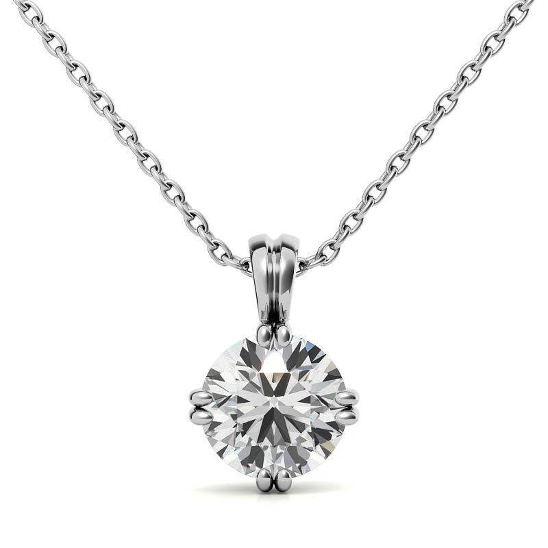 Round Brilliant Moissanite Twin-Prong Solitaire Pendant